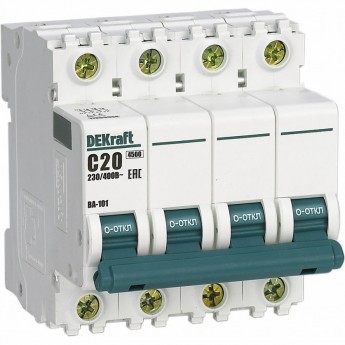 Автоматический выключатель SCHNEIDER ELECTRIC DEKRAFT 4Р 10А х-ка C ВА-101 4,5кА