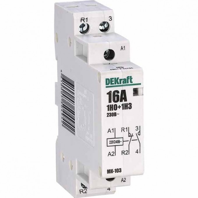 Модульный контактор DEKRAFT 1НО+1НЗ 16А 230В МК-103 18051DEK Модульный контактор DEKRAFT 1НО+1НЗ 16А 230В МК-103 18051DEK