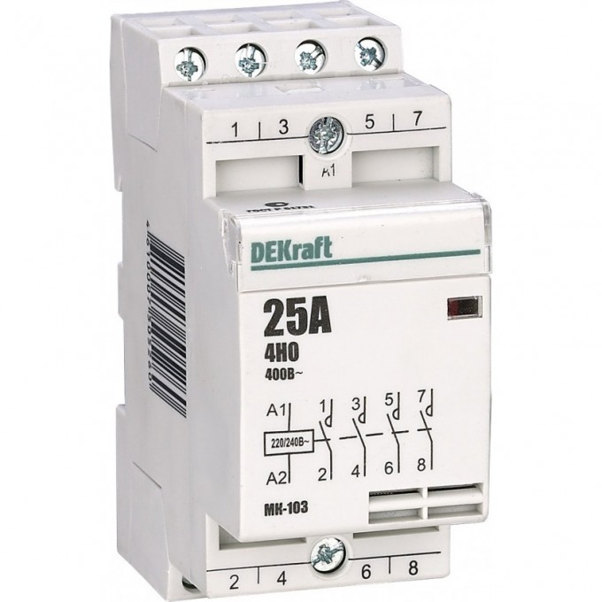 Модульный контактор DEKRAFT 4НО 16А 230В МК-103 18053DEK Модульный контактор DEKRAFT 4НО 16А 230В МК-103 18053DEK