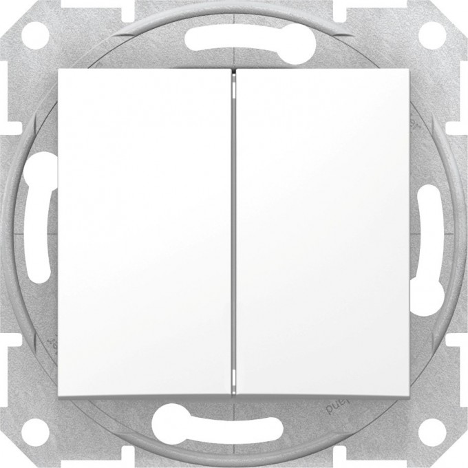 Переключатель 2-клавишный SCHNEIDER ELECTRIC SEDNA, сх.6+6, 10А, 250В, белый SDN0600121