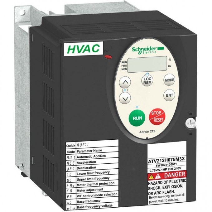 Преобразователь частоты SCHNEIDER ELECTRIC ALTIVAR 212 0,75КВТ 480В IP21 ATV212H075N4