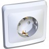Розетка SCHNEIDER ELECTRIC ЭТЮД С/У с заземлением со шторками 16А 250B, белый, Россия PC16-004B