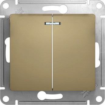 2-клавишный выключатель SCHNEIDER ELECTRIC GLOSSA с подсветкой, сх.5а, 10АХ, механизм, ТИТАН