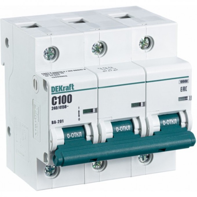Автоматический выключатель SCHNEIDER ELECTRIC DEKRAFT 3Р 100А х-ка С ВА-201 10кА 13009DEK Автоматический выключатель SCHNEIDER ELECTRIC DEKRAFT 3Р 100А х-ка С ВА-201 10кА 13009DEK