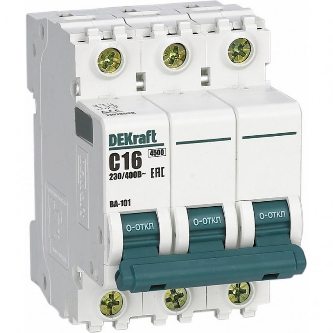 Автоматический выключатель SCHNEIDER ELECTRIC DEKRAFT 3Р 16А х-ка C ВА-101 4,5кА 11078DEK Автоматический выключатель SCHNEIDER ELECTRIC DEKRAFT 3Р 16А х-ка C ВА-101 4,5кА 11078DEK