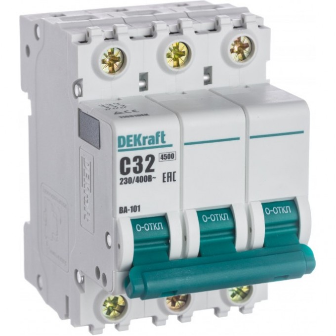 Автоматический выключатель SCHNEIDER ELECTRIC DEKRAFT 3Р 32А х-ка C ВА-101 4,5кА 11081DEK Автоматический выключатель SCHNEIDER ELECTRIC DEKRAFT 3Р 32А х-ка C ВА-101 4,5кА 11081DEK