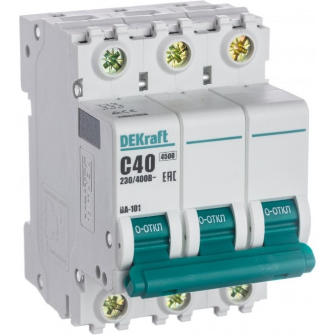 Автоматический выключатель SCHNEIDER ELECTRIC DEKRAFT 3Р 40А х-ка C ВА-101 4,5кА 11082DEK Автоматический выключатель SCHNEIDER ELECTRIC DEKRAFT 3Р 40А х-ка C ВА-101 4,5кА 11082DEK