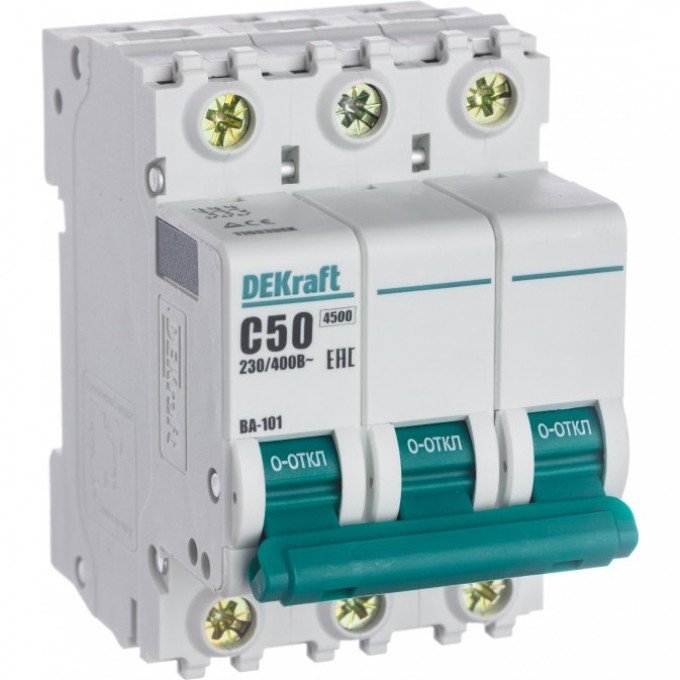 Автоматический выключатель SCHNEIDER ELECTRIC DEKRAFT 3Р 50А х-ка C ВА-101 4,5кА 11083DEK Автоматический выключатель SCHNEIDER ELECTRIC DEKRAFT 3Р 50А х-ка C ВА-101 4,5кА 11083DEK