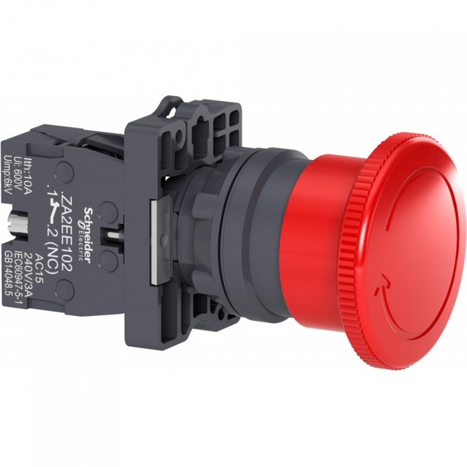 Кнопка аварийной остановки SCHNEIDER ELECTRIC HARMONY EASY XA2 с возвратом, поворотная, красная, 40мм, 1НЗ XA2ES542 Кнопка аварийной остановки SCHNEIDER ELECTRIC HARMONY EASY XA2 с возвратом, поворотная, красная, 40мм, 1НЗ XA2ES542