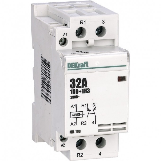 Модульный контактор DEKRAFT 1НО+1НЗ 40А 230В МК-103 18079DEK Модульный контактор DEKRAFT 1НО+1НЗ 40А 230В МК-103 18079DEK