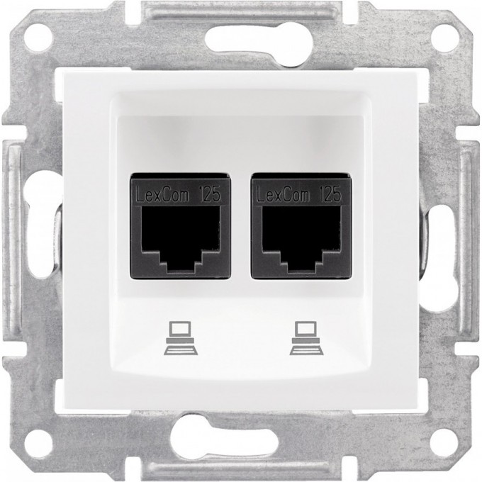 Розетка двойная компьютерная SCHNEIDER ELECTRIC SEDNA RJ45, кат. 5е, неэкр. UTP, белый SDN4400121 Розетка двойная компьютерная SCHNEIDER ELECTRIC SEDNA RJ45, кат. 5е, неэкр. UTP, белый SDN4400121