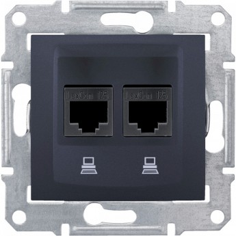 Розетка двойная компьютерная SCHNEIDER ELECTRIC SEDNA RJ45, кат. 5е, неэкр. UTP, графит