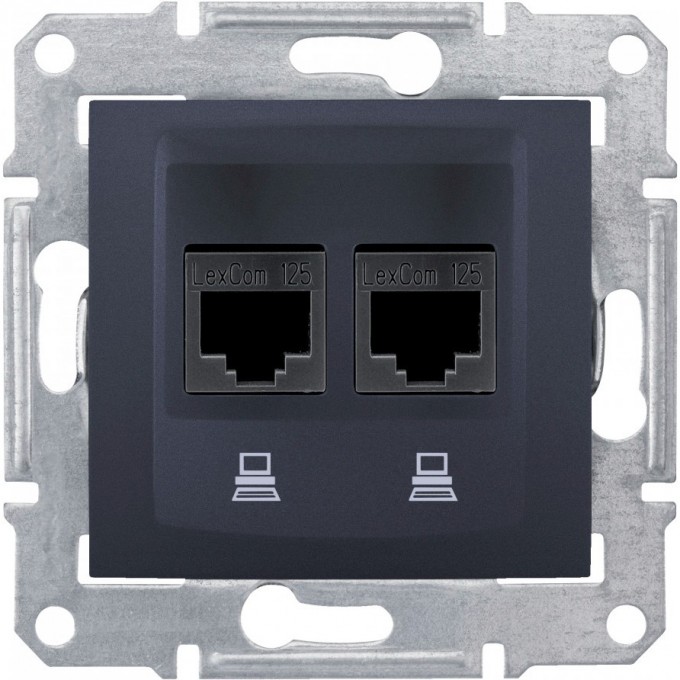 Розетка двойная компьютерная SCHNEIDER ELECTRIC SEDNA RJ45, кат. 5е, неэкр. UTP, графит SDN4400170 Розетка двойная компьютерная SCHNEIDER ELECTRIC SEDNA RJ45, кат. 5е, неэкр. UTP, графит SDN4400170