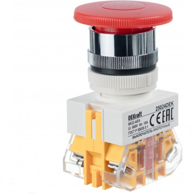 Выключатель кнопочный грибок SCHNEIDER ELECTRIC DEKRAFT AEA ?22 мм Цвет:КРАСНЫЙ 220В ВK-2 25024DEK Выключатель кнопочный грибок SCHNEIDER ELECTRIC DEKRAFT AEA ?22 мм Цвет:КРАСНЫЙ 220В ВK-2 25024DEK
