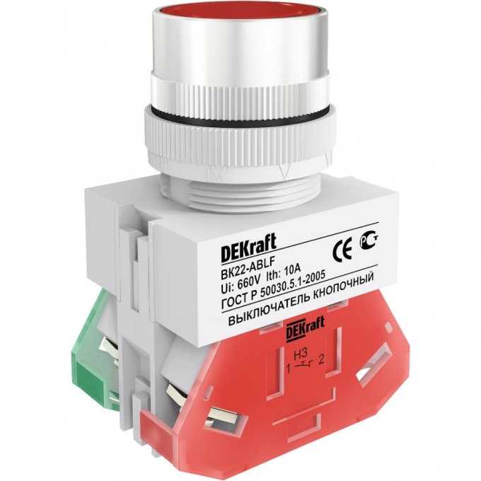 Выключатель кнопочный SCHNEIDER ELECTRIC DEKRAFT ABLF ?22 мм Цвет:КРАСНЫЙ 220В ВK-22 25014DEK Выключатель кнопочный SCHNEIDER ELECTRIC DEKRAFT ABLF ?22 мм Цвет:КРАСНЫЙ 220В ВK-22 25014DEK