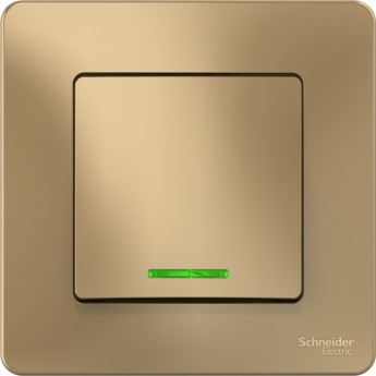 1-клавишный переключатель SCHNEIDER ELECTRIC BLANCA (cх.6), с подсветкой, 10А, 250B, ТИТАН