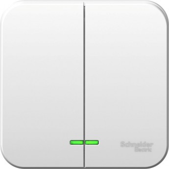 2-клавишный выключатель SCHNEIDER ELECTRIC BLANCA с подсветкой, с изолирующей пластиной, 10А, 250B, БЕЛЫЙ