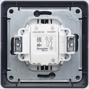 2-клавишный выключатель SCHNEIDER ELECTRIC GLOSSA, сх.5, 10АХ, в сборе, ШОКОЛАД