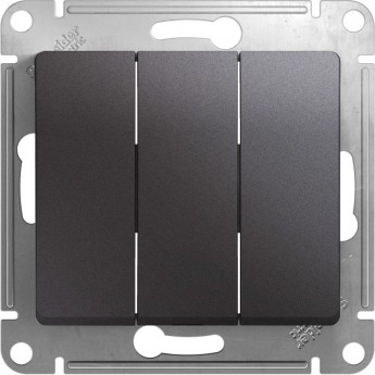 3-клавишный выключатель SCHNEIDER ELECTRIC GLOSSA, сх.1+1+1, 10АХ, механизм, ГРАФИТ