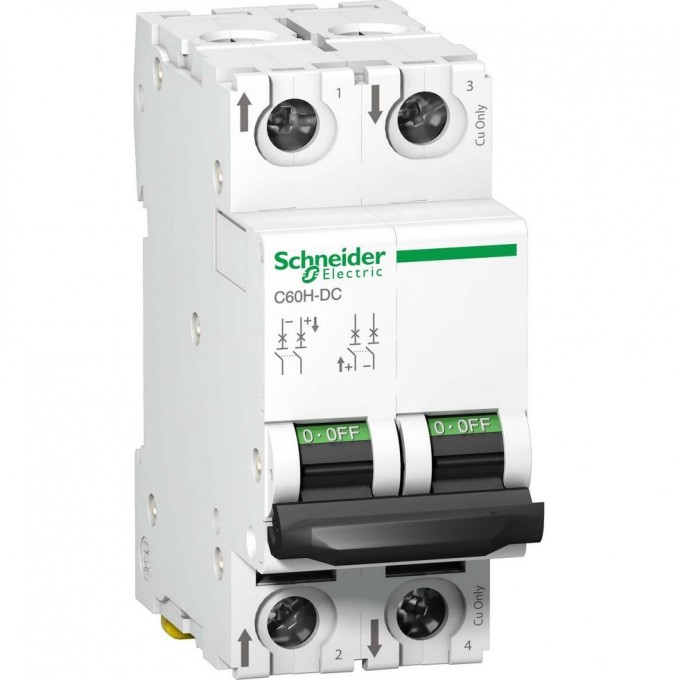 Автоматический выключатель SCHNEIDER ELECTRIC ACTI 9 C60H-DC 2П 10А C 500В DC A9N61528