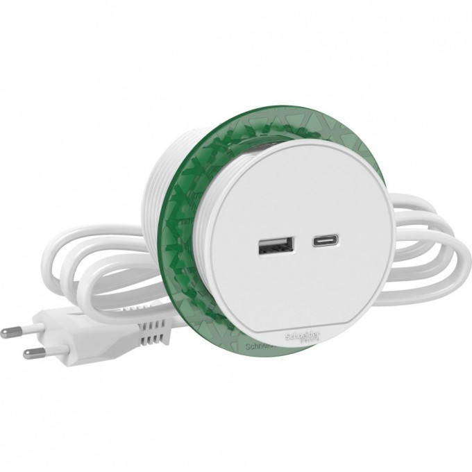 Блок розеточный SCHNEIDER ELECTRIC UNICA SYSTEM+ USB тип (А+С) БЕЛЫЙ INS44008