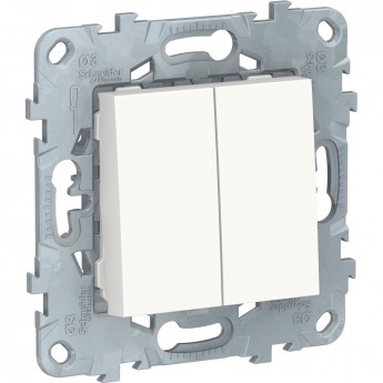 Переключатель 2-клавишный SCHNEIDER ELECTRIC UNICA NEW, 2 х сх. 6, 10 AX, 250 В, белый