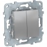 Переключатель 2-клавишный SCHNEIDER ELECTRIC UNICA NEW, 2 х сх. 6, алюминий NU521330