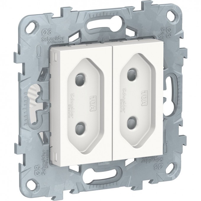 Розетка 2-модульная SCHNEIDER ELECTRIC UNICA NEW, без заземления, со шторками, винтовые зажимы, 10 А, белый NU503118 Розетка 2-модульная SCHNEIDER ELECTRIC UNICA NEW, без заземления, со шторками, винтовые зажимы, 10 А, белый NU503118