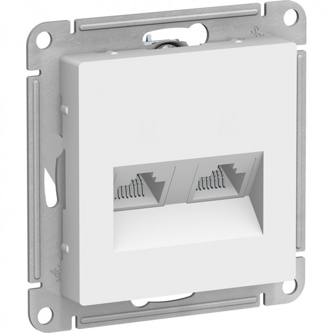 Розетка двойная компьютерная SCHNEIDER ELECTRIC ATLASDESIGN RJ45+RJ45, кат.5E, механизм, белый ATN000185