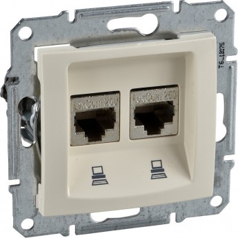 Розетка двойная компьютерная SCHNEIDER ELECTRIC SEDNA RJ45, кат. 6, неэкр. UTP, бежевый