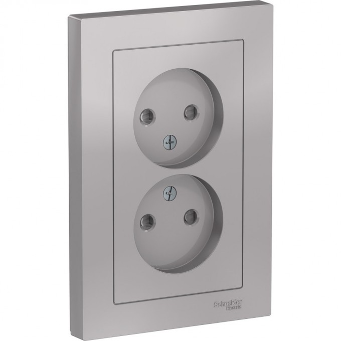 Розетка двойная SCHNEIDER ELECTRIC ATLASDESIGN без заземления, со шторками, в сборе, алюминий ATN000322 Розетка двойная SCHNEIDER ELECTRIC ATLASDESIGN без заземления, со шторками, в сборе, алюминий ATN000322