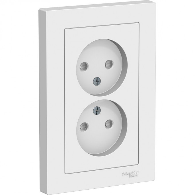 Розетка двойная SCHNEIDER ELECTRIC ATLASDESIGN без заземления, со шторками, в сборе, белый ATN000122 Розетка двойная SCHNEIDER ELECTRIC ATLASDESIGN без заземления, со шторками, в сборе, белый ATN000122