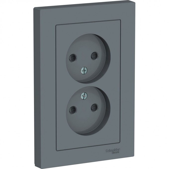 Розетка двойная SCHNEIDER ELECTRIC ATLASDESIGN без заземления, со шторками, в сборе, грифель ATN000722 Розетка двойная SCHNEIDER ELECTRIC ATLASDESIGN без заземления, со шторками, в сборе, грифель ATN000722
