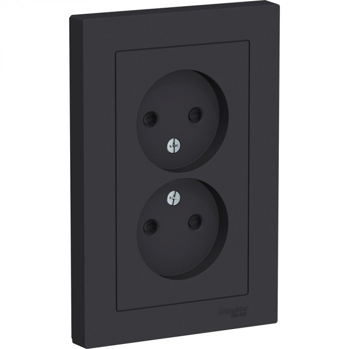 Розетка двойная SCHNEIDER ELECTRIC ATLASDESIGN без заземления, со шторками, в сборе, карбон ATN001022 Розетка двойная SCHNEIDER ELECTRIC ATLASDESIGN без заземления, со шторками, в сборе, карбон ATN001022