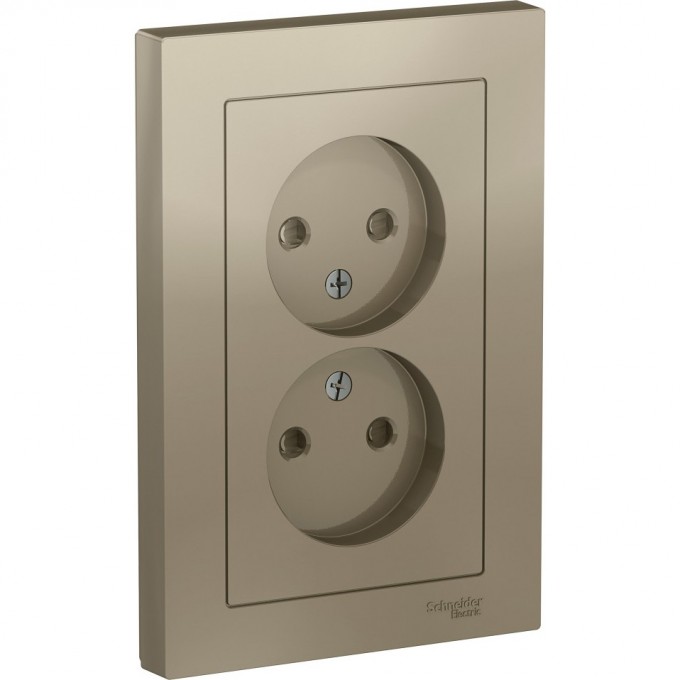 Розетка двойная SCHNEIDER ELECTRIC ATLASDESIGN без заземления, со шторками, в сборе, шампань ATN000522 Розетка двойная SCHNEIDER ELECTRIC ATLASDESIGN без заземления, со шторками, в сборе, шампань ATN000522