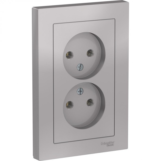 Розетка двойная SCHNEIDER ELECTRIC ATLASDESIGN без заземления, в сборе, алюминий ATN000320 Розетка двойная SCHNEIDER ELECTRIC ATLASDESIGN без заземления, в сборе, алюминий ATN000320
