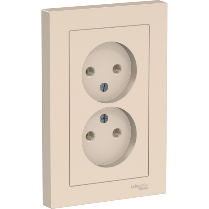 Розетка двойная SCHNEIDER ELECTRIC ATLASDESIGN без заземления, в сборе, бежевый ATN000220 Розетка двойная SCHNEIDER ELECTRIC ATLASDESIGN без заземления, в сборе, бежевый ATN000220