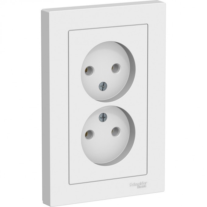 Розетка двойная SCHNEIDER ELECTRIC ATLASDESIGN без заземления, в сборе, белый ATN000120 Розетка двойная SCHNEIDER ELECTRIC ATLASDESIGN без заземления, в сборе, белый ATN000120