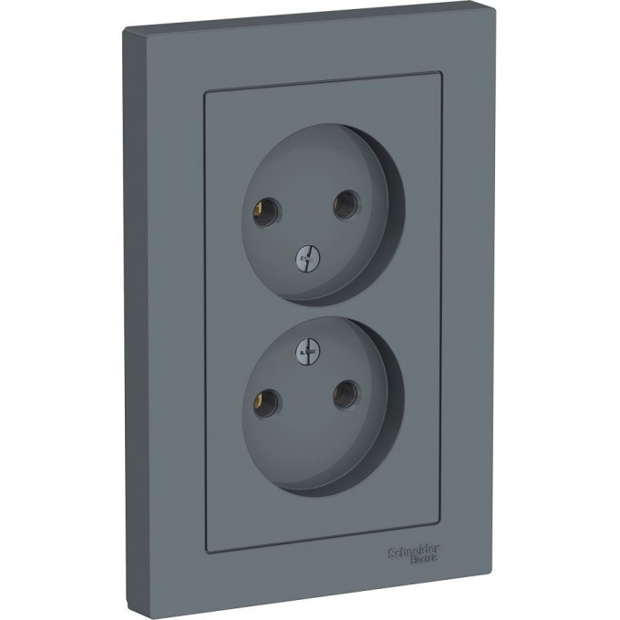 Розетка двойная SCHNEIDER ELECTRIC ATLASDESIGN без заземления, в сборе, грифель ATN000720 Розетка двойная SCHNEIDER ELECTRIC ATLASDESIGN без заземления, в сборе, грифель ATN000720