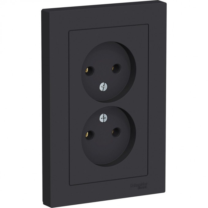 Розетка двойная SCHNEIDER ELECTRIC ATLASDESIGN без заземления, в сборе, карбон ATN001020 Розетка двойная SCHNEIDER ELECTRIC ATLASDESIGN без заземления, в сборе, карбон ATN001020