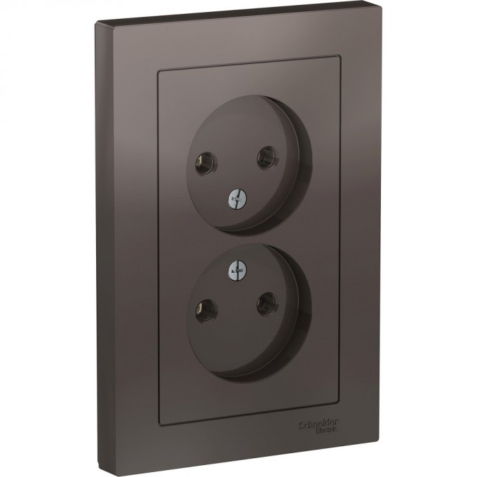 Розетка двойная SCHNEIDER ELECTRIC ATLASDESIGN без заземления, в сборе, мокко ATN000620 Розетка двойная SCHNEIDER ELECTRIC ATLASDESIGN без заземления, в сборе, мокко ATN000620