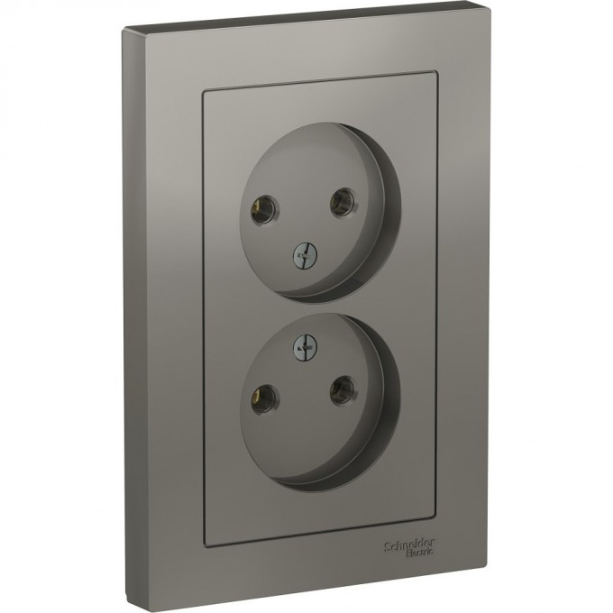 Розетка двойная SCHNEIDER ELECTRIC ATLASDESIGN без заземления, в сборе, сталь ATN000920 Розетка двойная SCHNEIDER ELECTRIC ATLASDESIGN без заземления, в сборе, сталь ATN000920