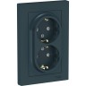 Розетка двойная SCHNEIDER ELECTRIC ATLASDESIGN с заземлением, со шторками, в сборе, изумруд ATN000826