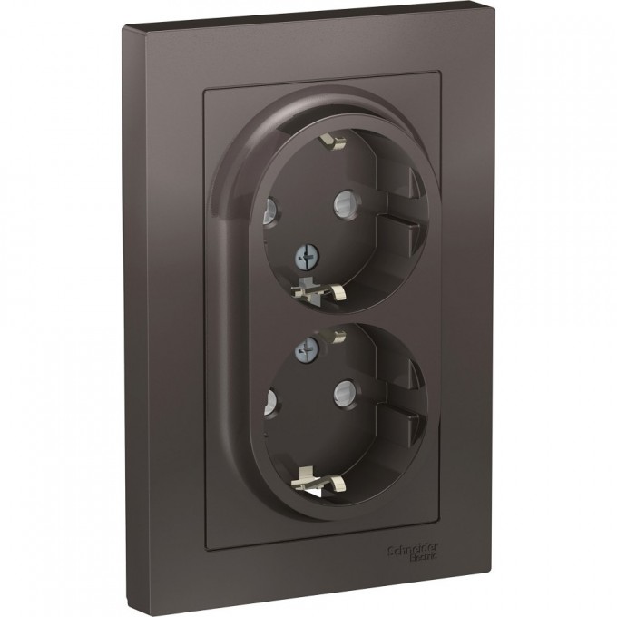 Розетка двойная SCHNEIDER ELECTRIC ATLASDESIGN с заземлением, со шторками, в сборе, мокко ATN000626 Розетка двойная SCHNEIDER ELECTRIC ATLASDESIGN с заземлением, со шторками, в сборе, мокко ATN000626