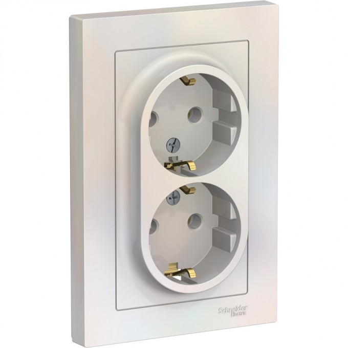 Розетка двойная SCHNEIDER ELECTRIC ATLASDESIGN с заземлением, в сборе, жемчуг ATN000424 Розетка двойная SCHNEIDER ELECTRIC ATLASDESIGN с заземлением, в сборе, жемчуг ATN000424
