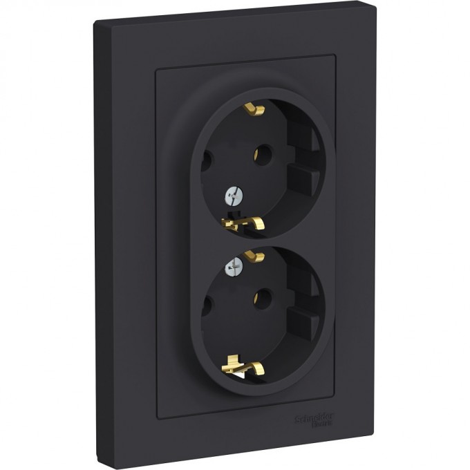 Розетка двойная SCHNEIDER ELECTRIC ATLASDESIGN с заземлением, в сборе, карбон ATN001024 Розетка двойная SCHNEIDER ELECTRIC ATLASDESIGN с заземлением, в сборе, карбон ATN001024
