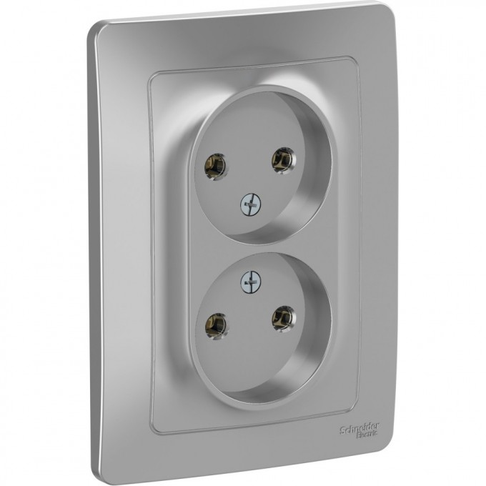Розетка двойная SCHNEIDER ELECTRIC BLANCA без заземления, без шторок, 16А, 250В, алюминий BLNRS000023 Розетка двойная SCHNEIDER ELECTRIC BLANCA без заземления, без шторок, 16А, 250В, алюминий BLNRS000023