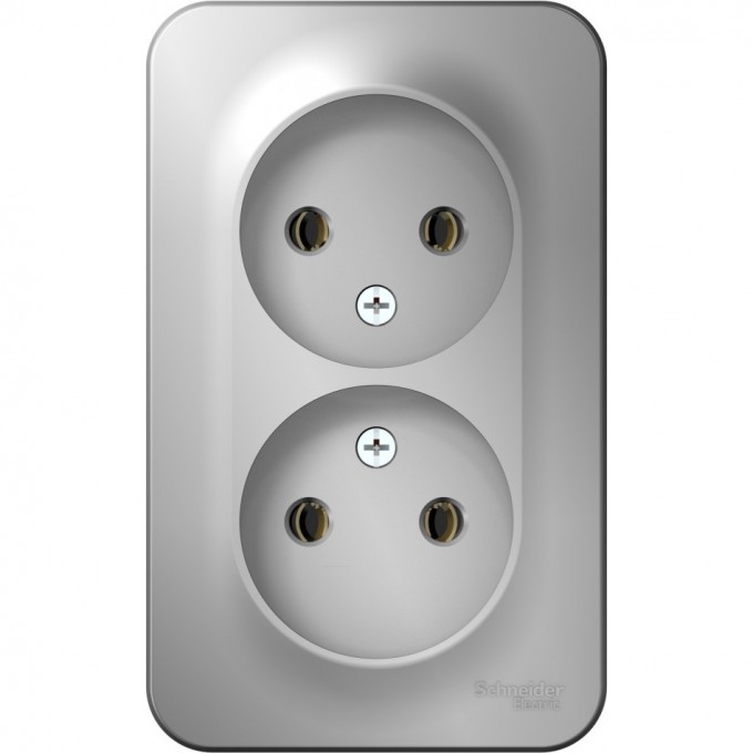 Розетка двойная SCHNEIDER ELECTRIC BLANCA без заземления, без шторок, с изолирующей пластиной, 16А, 250В, алюминий BLNRA000213 Розетка двойная SCHNEIDER ELECTRIC BLANCA без заземления, без шторок, с изолирующей пластиной, 16А, 250В, алюминий BLNRA000213