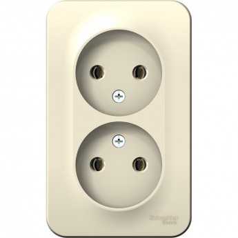 Розетка двойная SCHNEIDER ELECTRIC BLANCA без заземления, без шторок, с изолирующей пластиной, 16А, 250В, молочный