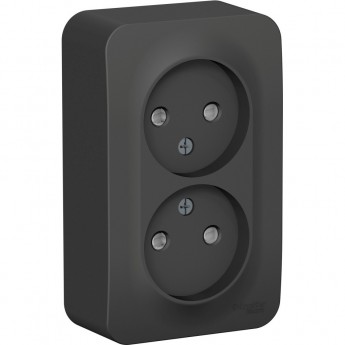Розетка двойная SCHNEIDER ELECTRIC BLANCA без заземления, со шторкой, с изолирующей пластиной, 16А, 250В, антрацит